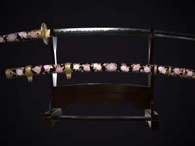Samurai Sword TACHI Low-poly 3D model