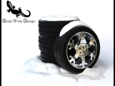 Snow tires set 3D model