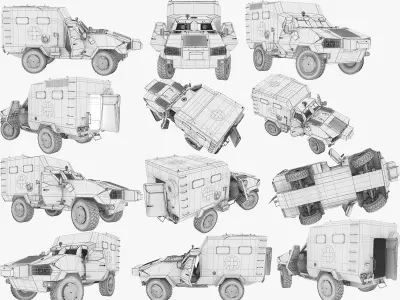Ambulance vehicle collection 3D model