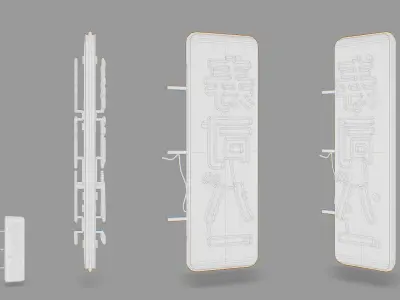Game Ready Japanese Signs Set Sign Neon Small Vertical Free low-poly 3D model