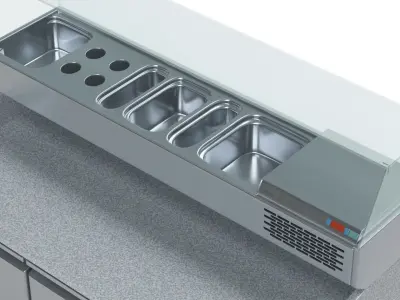 U-Line Pizza Prep Table Refrigerators Ucpp566-Ss61A Low-poly 3D model