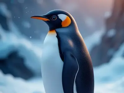 Majestic King Penguin Regal Bird Orange Snowy Lowpoly Low-poly 3D model
