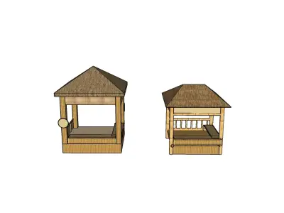 Bamboo Wooden Rattan Gazebo Traditional Outdoor 3D Model Free 3D print model