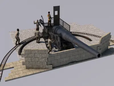 artillery battery krupp 3D model