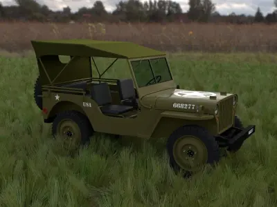 Full w chassis Jeep Willys MB Military Top HDRI 3D model