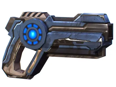 LowPoly Sci-Fi Cartoon Pistol Gun Low-poly 3D model