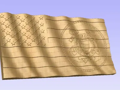 3D Wavy Flag with Coast Guard Seal 3D print model