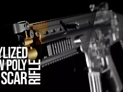 Low Poly FN SCAR Assault Rifle Low-poly 3D model