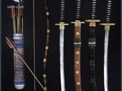 Samurai Weapons Low-poly 3D model