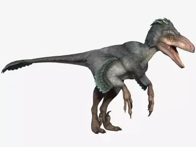 Deinonychus dinosaur Low-poly 3D model