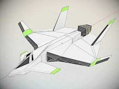 Manta ray aircraft lowpoly concept Low-poly 3D model