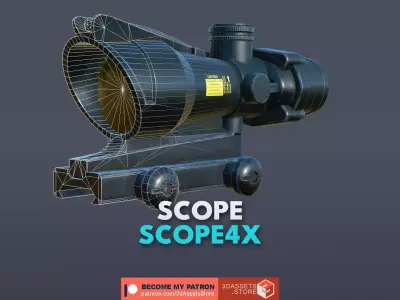 Weapon - Scope - 07 - Scope4X Low-poly 3D model