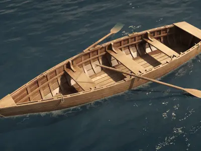 Wooden Boat v2 Low-poly 3D model