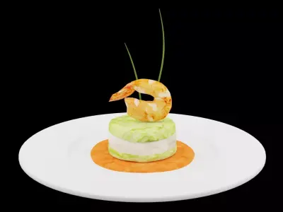 Shrimp With Avocado Low-poly 3D model