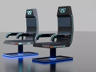 Cyberpunk Sci-Fi Gaming Chair with Neon Lights - Low Poly Low-poly 3D model
