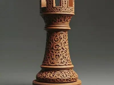 Medieval Rook Chess Piece 3D print model