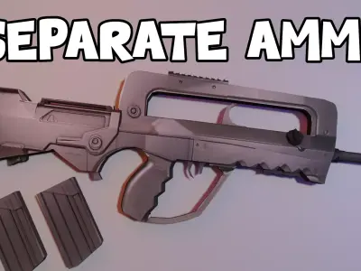 3D FAMAS Assault Rifle Model Precision Crafted for Perfection Low-poly 3D model