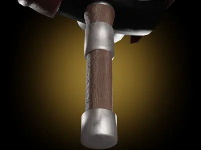 Blacksmiths sledgehammer in sci-fi and cartoon style Low-poly 3D model