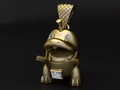 Cute Dino Character Pendant 3D print model