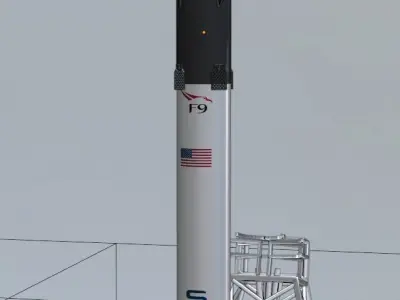 Launch falcon 9 with smoke 3D model