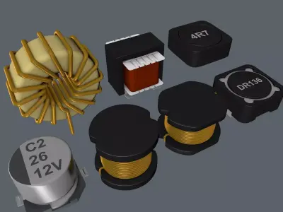Electronic Components inductors 3D model