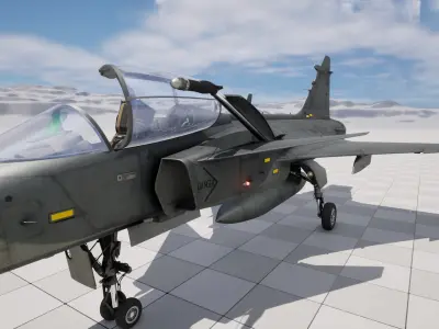 Rigged JAS-39 Gripen Fighter 3D model