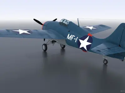 F4F-3 WILDCAT MF1 Low-poly 3D model