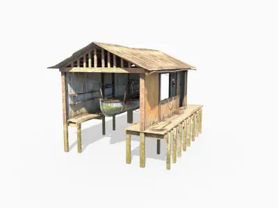 Boathouse hut on stilts 3D model