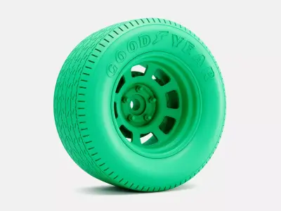 15x10 Bassett D-Hole Wheel Goodyear Blue Streak Tire 3D print model