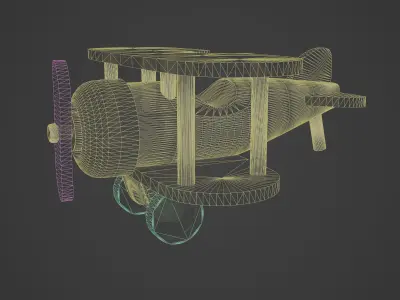 Wooden Old Airplane Toy 3D model