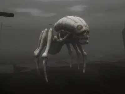 Skeletal Horror Spider Free low-poly 3D model