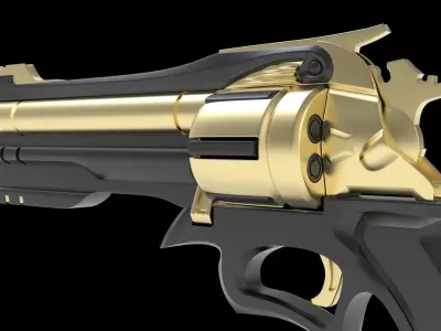 sci-fi Gun Black pistol revolver weapon  3D model