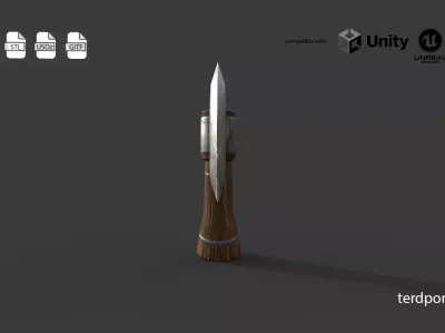 Stylized Fantasy Battle Axe - Low Poly Game Ready Low-poly 3D model