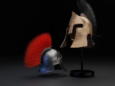 roman and spartan helmets models high poly 3D model