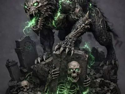 Varkhul the Crypt Devourer Dark Fantasy Monster STL 75mm  3D print model