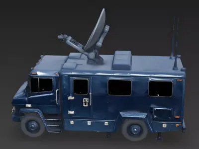 Realistic Tactical Satellite Van 3D Model Low-poly 3D model