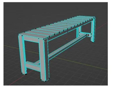 Wooden bench Low Poly game-ready asset Low-poly 3D model