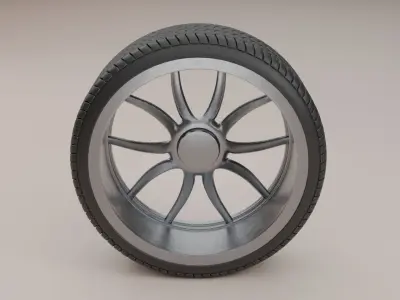 Car Wheel Low-poly 3D model