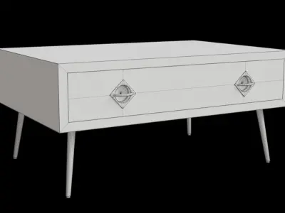 White Stripe Coffee Table Free low-poly 3D model