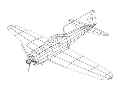 Zero plane Low-poly 3D model