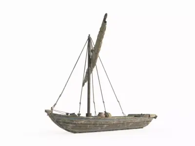 Ancient small sailboats and fishing boats 3D model