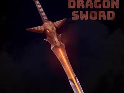 Handpainted Fantasy Dragon Sword Low-poly 3D model