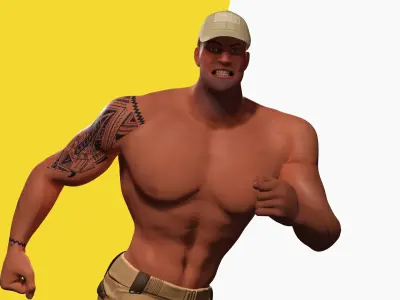 Muscle Stylized Strongman Bodyguard Commander Low-poly 3D model Low-poly 3D model