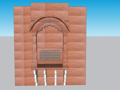 indian jodhpuri stone jharokha window 3D model