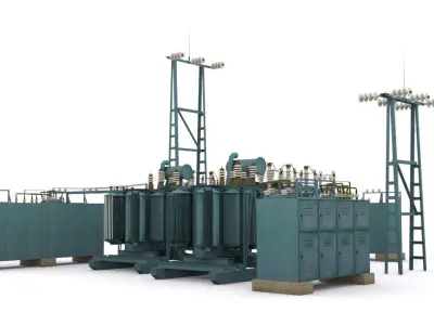 electric station details Low-poly 3D model