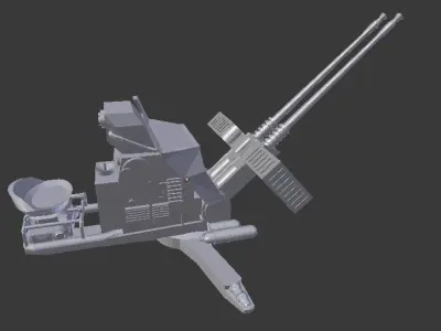 20 mm oerlikon cannon world war 2 cannon Low-poly 3D model