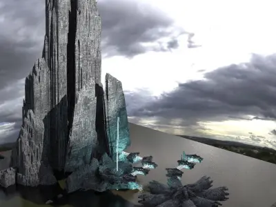 Halo Inspired Mountain Skyline 2 3D model