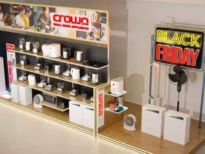 modern supermarket shelf Low-poly 3D model