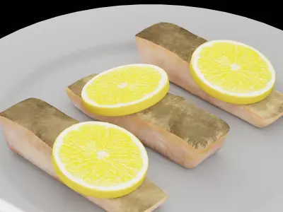 Fried Tuna plate Low-poly 3D model