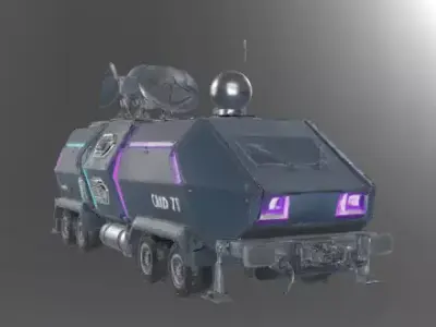 Sci-Fi Radar Rover Truck Low-poly 3D model